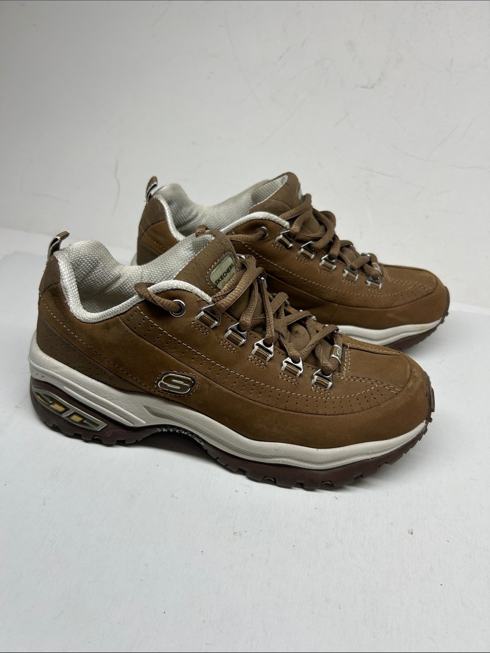 Skechers Brown and White Men's Suede Trail Sneakers